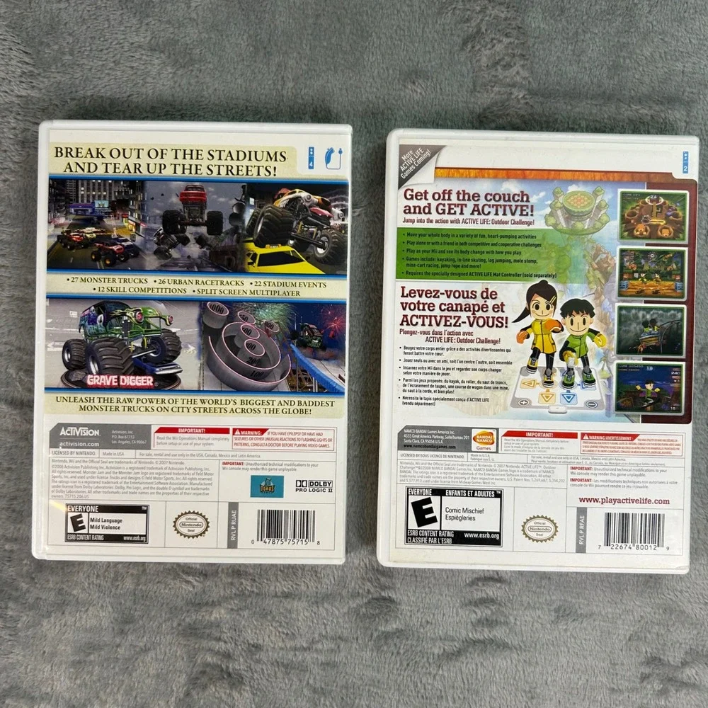 Nintendo Wii Games Monster Jam Urban Assault & Active Life Outdoor Challenge